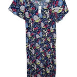 Talbots  NWT Floral Short Sleeve Midi Dress Blue Pink Lightweight Summer Dress XS Photo 0