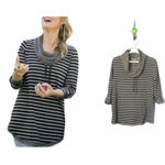 Soft Surroundings  Sweater Pull Over Size XL Casual Weekend Cowl Neck Black Tan Photo 1