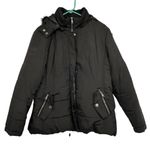 New York & Company Black Puffer Jacket Women’s Large | Zip Front Coat w/ Hood Photo 3