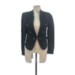 Free People  Jagger‎ Blazer Black Military Button Front Cotton Size XS Photo 2