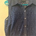 ⭐️Alyx navy blue lace and striped belted button front collared dress size 10 Photo 3