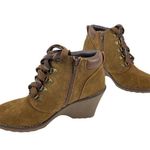 White Mountain *New Liberty Wedge Ankle Booties Womens 9M Brown Suede Lace Up Photo 13