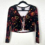 Hot Topic Harry Potter Deathly Hallows Velvet Tie-Front Open Sweater Photo 3