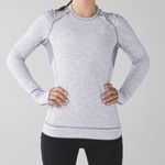Lululemon 6 Think Fast Long Sleeve in Tonka Stripe Heathered Slate White Photo 0