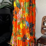 Blue Island Tropical Orange Citrus Print Vacation Resort Dress Photo 3