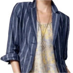 CAbi  100% Linen Blue and White Striped Blazer.  Size 6 Photo 0