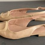 Nordstrom  Весса Pointed Toe Slingback Leather Flat Buckle Accent Tan Size 8 Photo 0