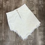 Sandy Liang  White Tams Frayed Denim Mini Skirt Photo 0