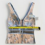 Gianni Bini GB Formal Dress Woman 4  Tan Blue Floral Sheer Embroidered Fairy Prom Homecoming Photo 7