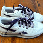 Reebok Classic Leather White Dark Purple Sneakers Size 8 Photo 0