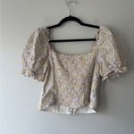 ASTR  The‎ Label Lace Up Floral Tie Keyhole Front Puff Sleeve Top Size Small Photo 8