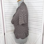 Willi Smith  Boho Cottage Crochet Cardigan Shrug Sweater Taupe Medium Photo 1