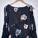 Free People Black Floral Sunshadows Slit Sleeve Mini Dress Size 0 Photo 4