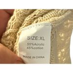 Boutique Womens White Floral Lace Cotton Crochet Knit Ruffle Mock Neck Sweater sz XL Chic Photo 3