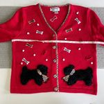 Vintage Jack B. Quick Red Plaid Dog Embroidered Cardigan Sweater Size Medium Photo 6