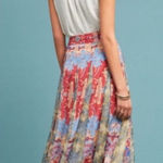 Anthropologie  Hemant & Nandita Colorful Long Maxi Skirt Lined Size Medium Photo 0