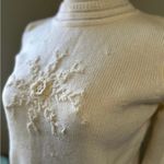 Westbound  Vintage Mockneck Cream Snowflake Embellished Sweater - Medium Photo 4