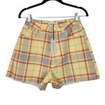 We Wore What Yellow Plaid Shorts NWT Size 26 Plaid High Waist Shorts Photo 1