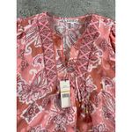 Nanette Lepore NWT  Top Blouse S Small Pink Paisley Tassel Tie V Neck School Boho Photo 7
