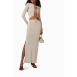 AYA MUSE Jacaranda Dress in Tan Large New Womens Knit Cut out Maxi Long Gown Photo 14