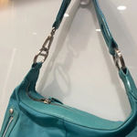 Tumi Womens Venice Hobo Nylon Leather Light Blue Teal Purse Shoulder Bag Satchel Photo 2