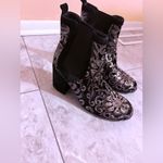 Stuart Weitzman Mediate Black & Gold Sequin Ankle Boots Photo 3