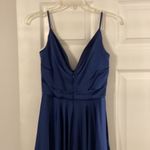 La Femme  Navy Blue Striped Long Prom Dress size 4 brand new with tag Photo 5