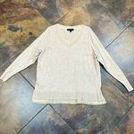 Lane Bryant Oatmeal Heathered Tan V-neck Sweather Chiffon Trim 18/20 Photo 2