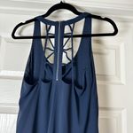 BCBG Paris Navy A Line Swing Dress w Ladderback Detail Handkerchief Hem Size 6 Blue Photo 9