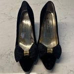 Bruno‎ Magli Size 7.5 B Velvet Bow Pump Heels Vintage Hollywood Glam Eveningwear Black Photo 1