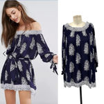 Faithfull the Brand Mali Dress in Devani Print Navy Blue Size US 6 Photo 1