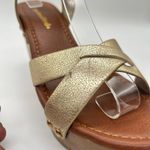 City Classified Sandal Womens 8 Brown Gold Criss Cross Ankle Strap Chunky NEW Photo 4