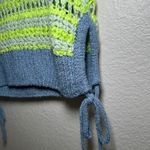 ZARA Striped Crochet Knit Sleeveless Vest Sweater Blue Yellow Green boho Size S Photo 3