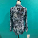 CAbi  blue and purple snakeskin sheer long sleeve button up in size small Photo 1