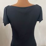 Tadashi Shoji Tadashi handkerchief hem pieced plunge neck cap sleeve eventing dress in black Photo 5