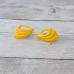 Vintage Clip On Earrings Very Yellow Retro Just Under 7/8" Photo 2