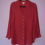 J.Jill XLP Blouse Pink Muslin Cotton Button Collar Photo 0