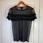 Hot Topic Goth Mesh Ruffle Top by  SM Sheer Black Y2K Grunge Festival Vibes Punk Photo 1