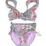 No Boundaries Bikini Set Floral Sage Green Pink Corset Flutter M Top L Bottoms Photo 0