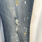 Cato  Size 14‎ Capri Jeans Cropped Blue Distressed Paint Splatter Mid Rise 1143 Photo 3