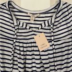 Como vintage Navy Blue White Striped Peplum Coastal Grandma Tank Top Photo 1