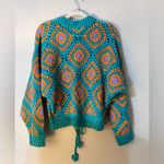 POL NWT  Colorful Crochet Cowl Sweater Photo 5