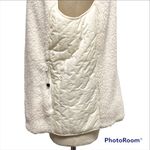 Talbots Ivory Faux Sherpa Fur Zip Up Vest XL Zip Pockets Lined GUC Photo 4