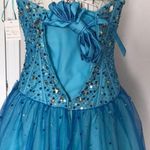 Ice & Fire Aquamarine Turquoise Corset Tulle Straps Gown Ball Evening beads xv heart Fairy Embellish Sequin Pageant Blue Size 12 Photo 5