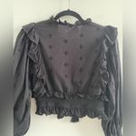 Cleobella Black Cropped Victorian Eyelet Ruffle Blouse Size Small Photo 8