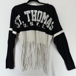 Exist St Thomas USVI Long Sleeve Top Fringe Size XL Black White Photo 4