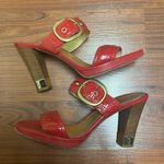 Coach  Made‎ in Italy Sandals Platform Heels Patent Leather Red Size 9 Orig.$149 Photo 2