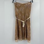 Betsey Johnson Gold Lace Evening Dress Y2K VTG 90s Black Tag Sheath Party sz 6 Photo 2