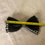 Handmade Preppy Houndstooth Glitter Hair Bow Black White Clip Barrette Photo 5