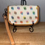 Dooney & Bourke VINTAGE WHITE MULTI COATED CANVAS SNAP LEATHER WRISTLET Photo 1